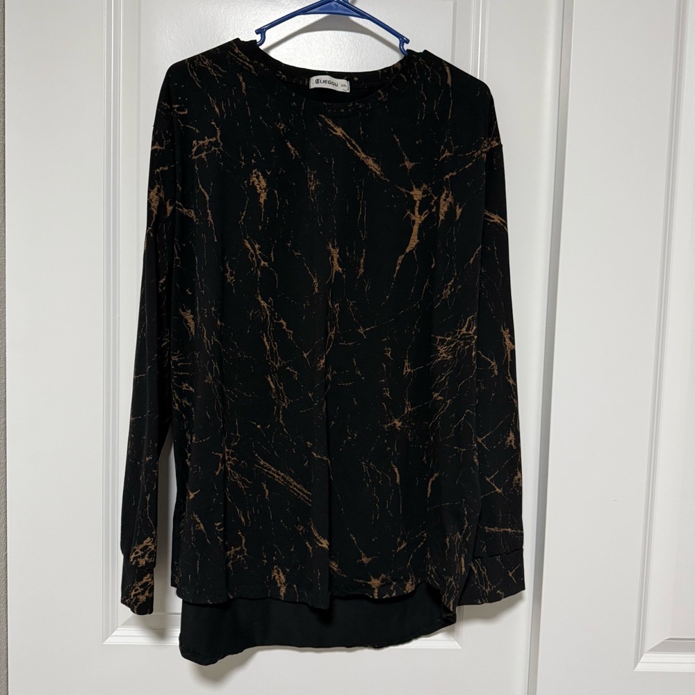Shirt Sweatshirt Long Sleeve Marble Print Mens Top Cotton Blend